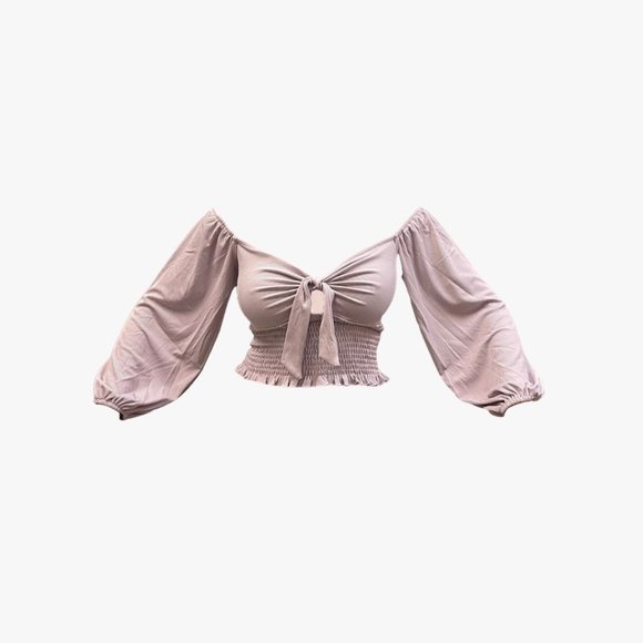 (NWT) Smocked Keyhole Off-Shoulder Top - Lilac - Picture 5 of 7